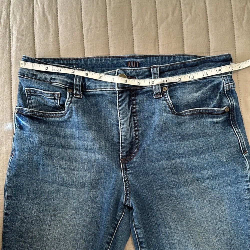 Kut from the Kloth Women's High Rise Flared Jeans - Blue Denim - Picture 6 of 13